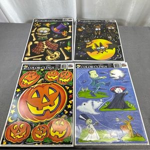 Vintage Halloween Window Decorations Reusable Color Clings